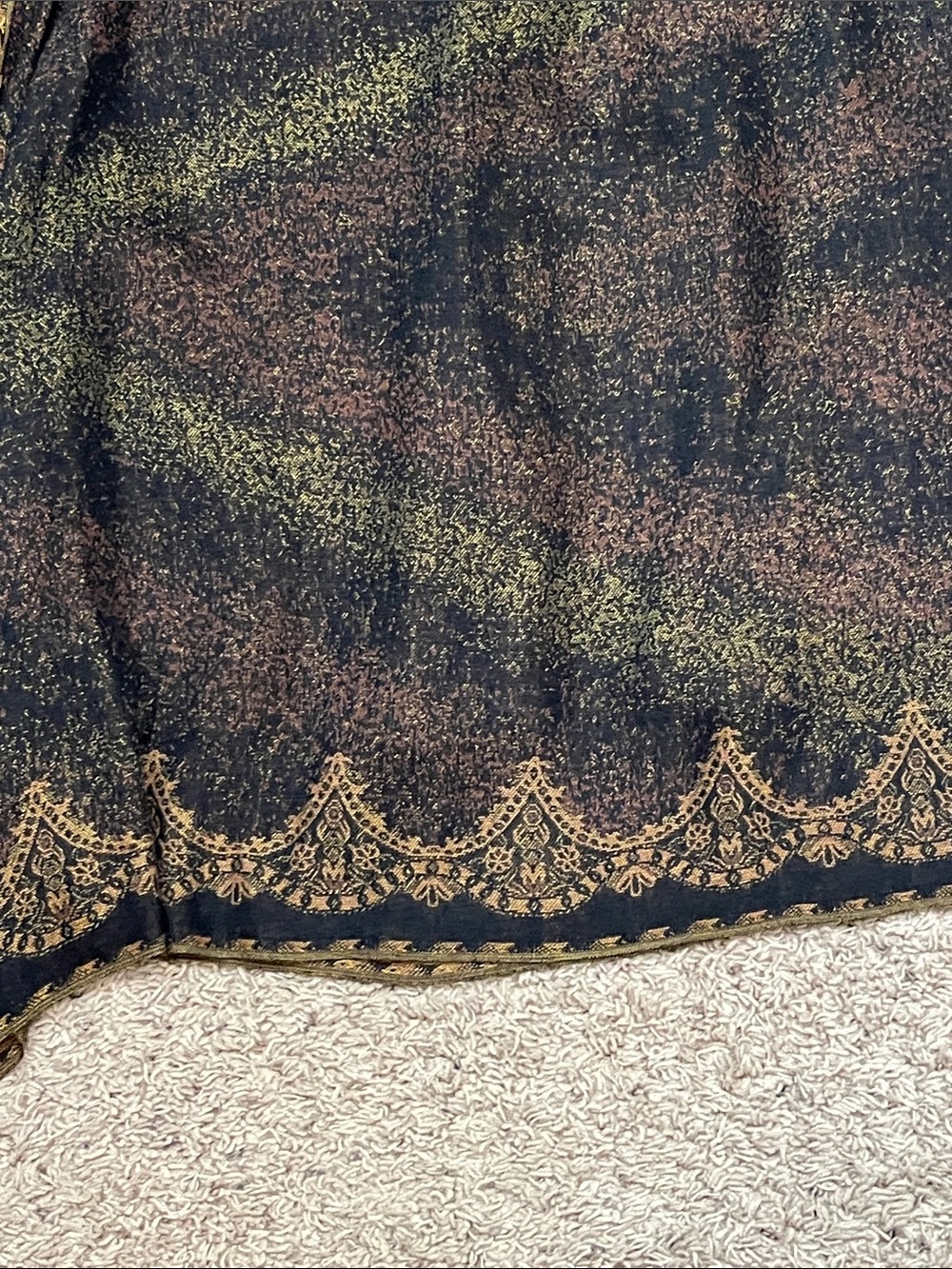 Vintage Alberto Makali Black & Brown Beaded & Fringed Scarf Skirt Women’s 14 - Picture 10 of 12